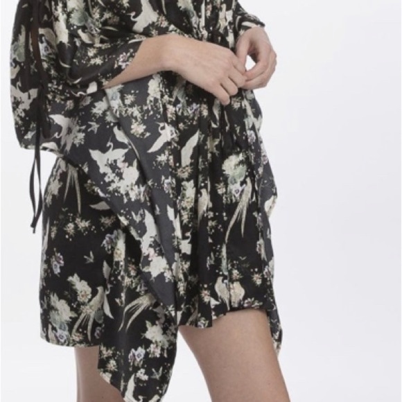 Floral Bird Print silk robe - Picture 3 of 7